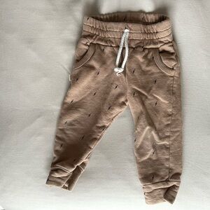 Tan Joggers with Elastic Waistband and Tapered Legs